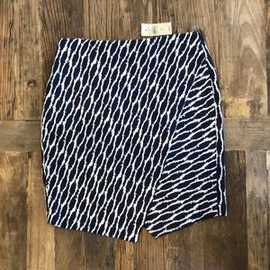 Ann Taylor Navy and White Printed Work Skirt